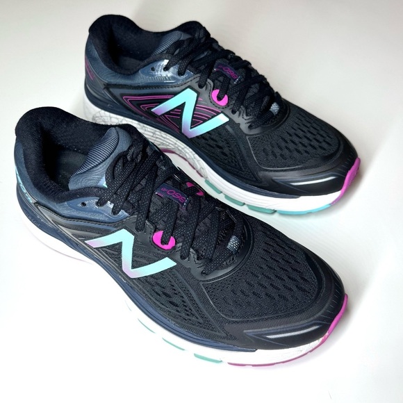 New Balance Women's 860V8 Black and Pink Running Shoes Size- 10 - Picture 4 of 10